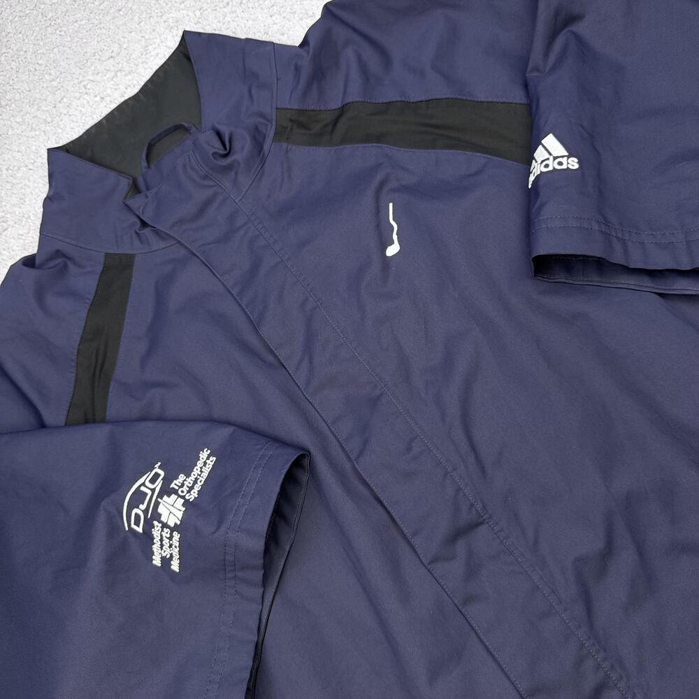 Adidas Golf Jacket Mens XL Navy Black ClimaProof Storm Crooked Stick Windbreaker